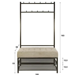 WoonStijl Garderobebank Luno 6+5 haken bruin Discount