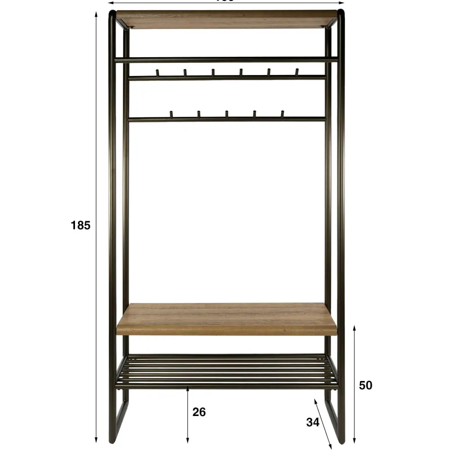 WoonStijl Garderobemeubel Luno 100cm bruin Sale
