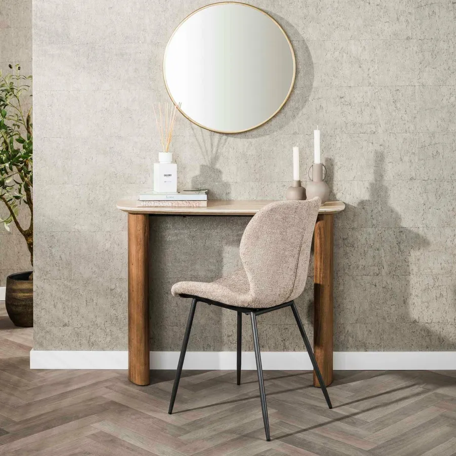 WoonStijl Hal-/kaptafel Romano Curvo Keramiek travertin Outlet