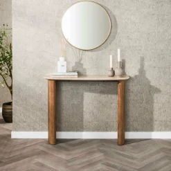 WoonStijl Hal-/kaptafel Romano Curvo Keramiek travertin Outlet