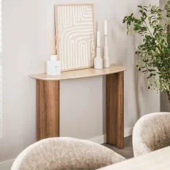 WoonStijl Hal-/kaptafel Romano Curvo Keramiek travertin Outlet