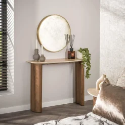 WoonStijl Hal-/kaptafel Romano Curvo Keramiek travertin Outlet