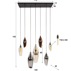 WoonStijl Hanglamp 4+3 cocoon mix glass Sale