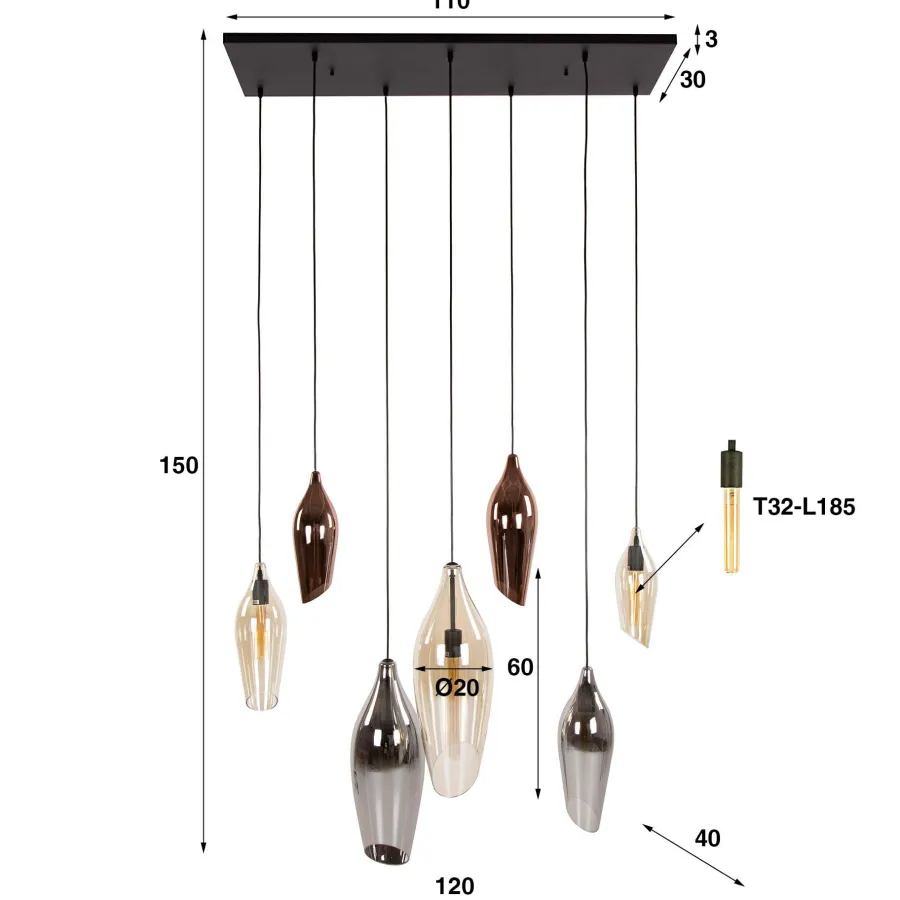 WoonStijl Hanglamp 4+3 cocoon mix glass Sale
