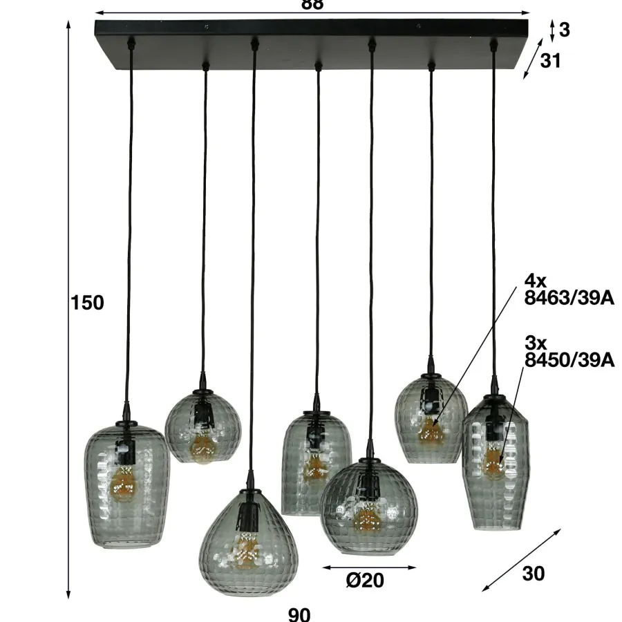 WoonStijl Hanglamp 4+3 hexagon mix Clearance
