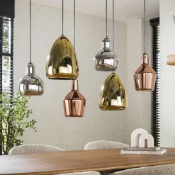 WoonStijl Hanglamp 3+3 mix glass tricolore Hot
