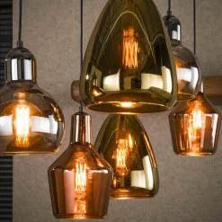WoonStijl Hanglamp 3+3 mix glass tricolore Hot