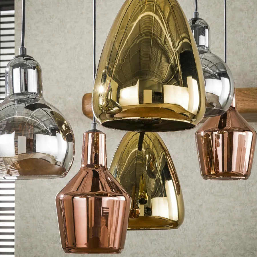 WoonStijl Hanglamp 3+3 mix glass tricolore Hot