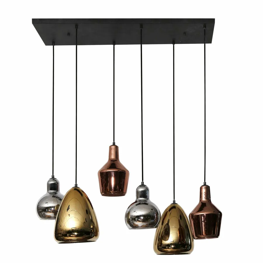 WoonStijl Hanglamp 3+3 mix glass tricolore Hot