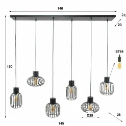 WoonStijl Hanglamp 3+3 mix metal Best