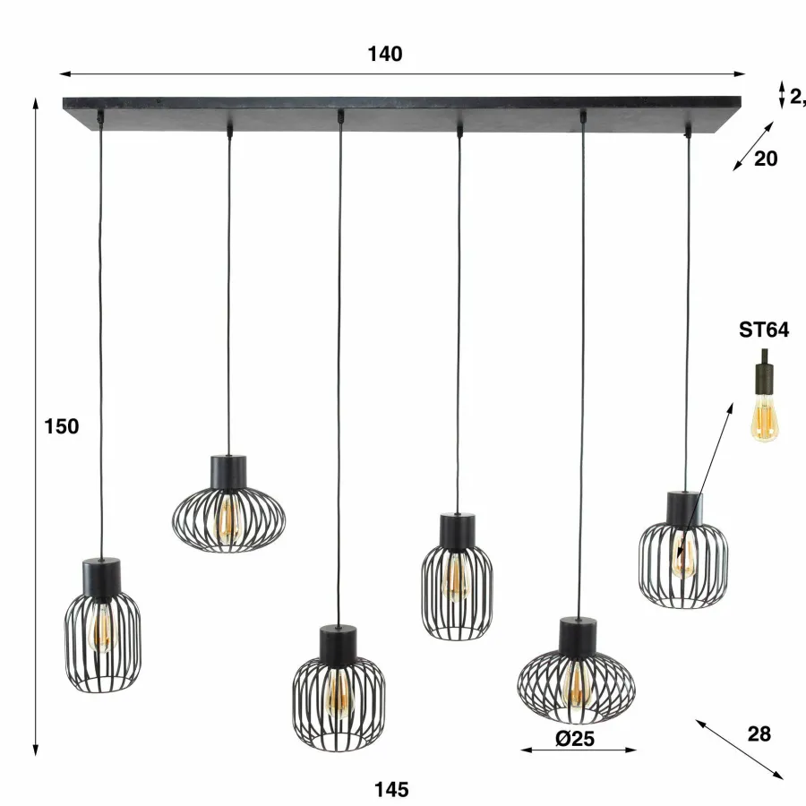 WoonStijl Hanglamp 3+3 mix metal Best