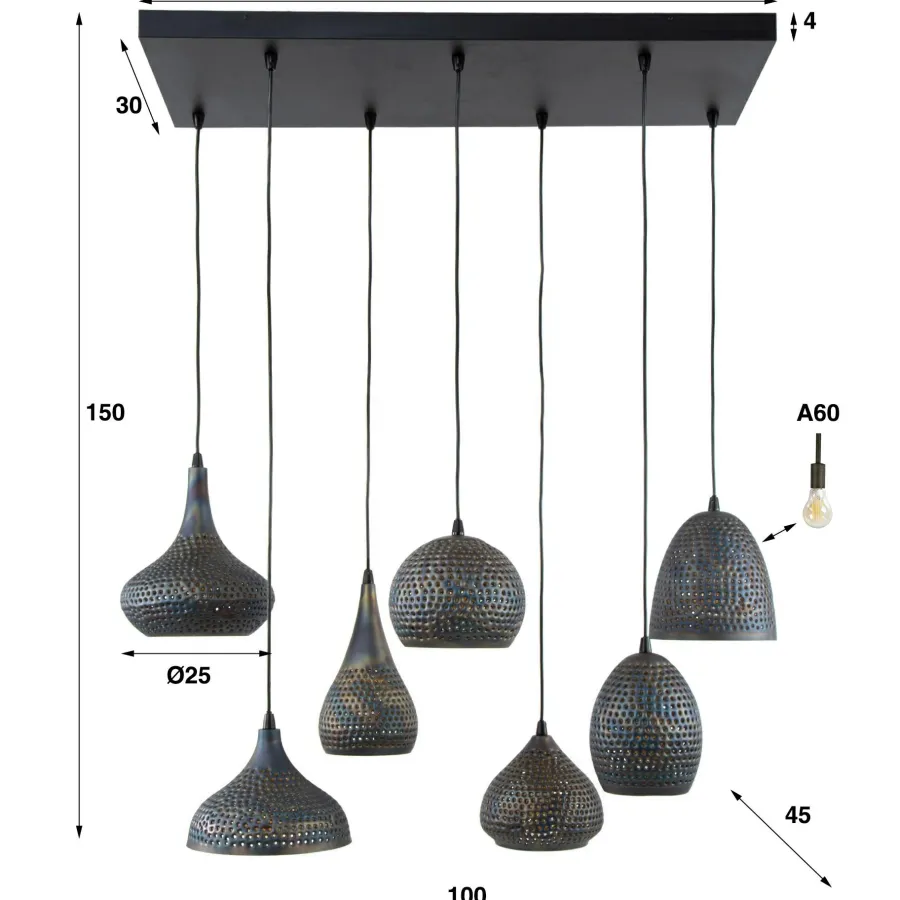 WoonStijl Hanglamp 4+3 punch mix Clearance