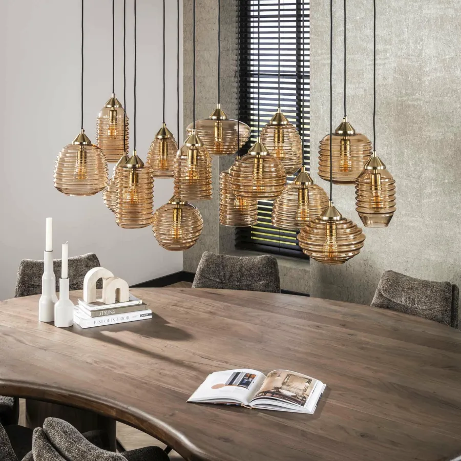 WoonStijl Hanglamp 5+5+5 rib glass Sale