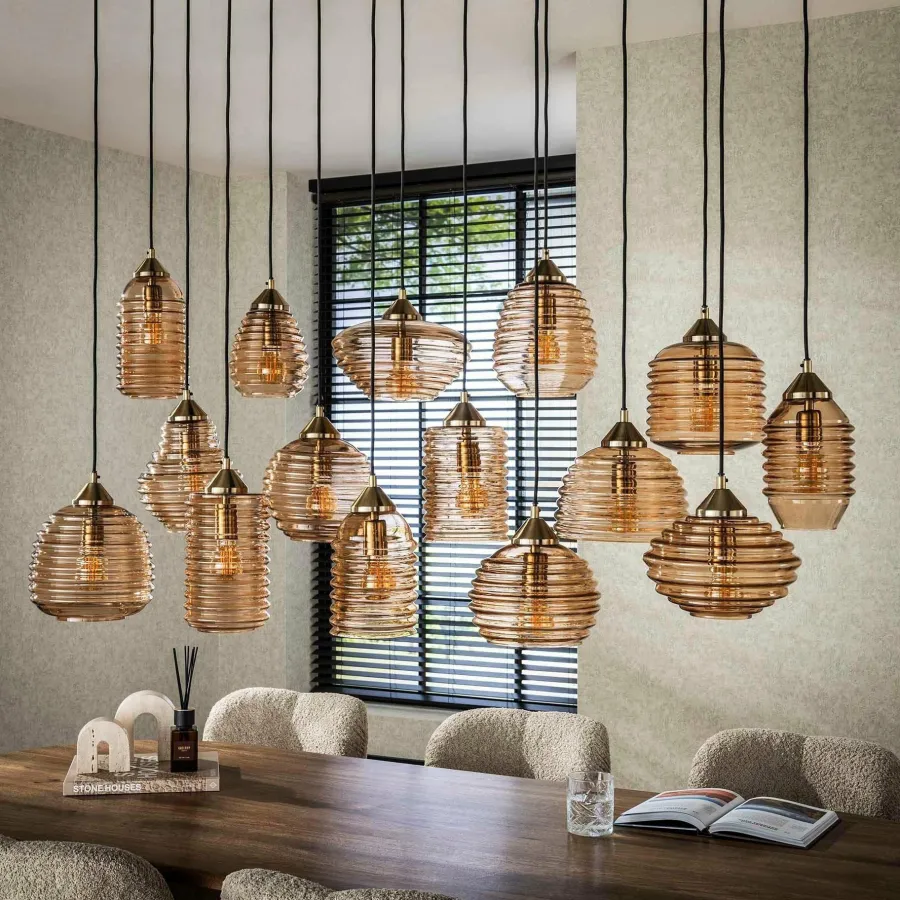 WoonStijl Hanglamp 5+5+5 rib glass Sale