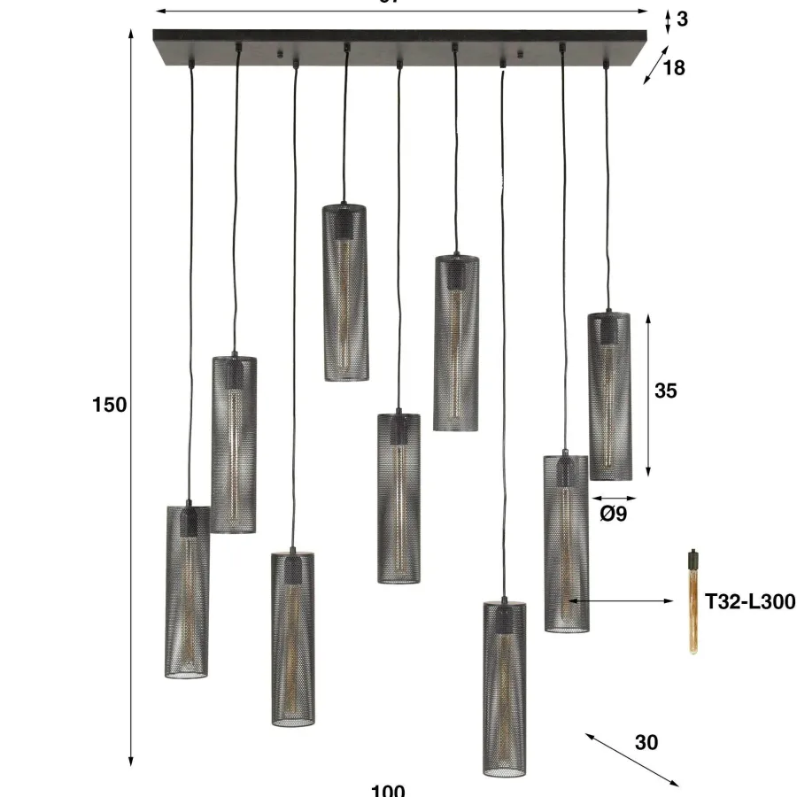WoonStijl Hanglamp 5+4 tube mesh Discount