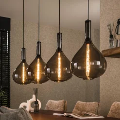 WoonStijl Hanglamp Drop smoke glass met 4 lampen Sale
