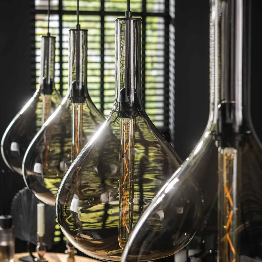 WoonStijl Hanglamp Drop smoke glass met 4 lampen Sale