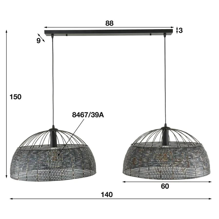WoonStijl Hanglamp 2L armor Ø60 Online