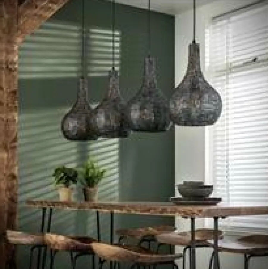 WoonStijl Hanglamp 4L armor kegel / Zwart bruin Best