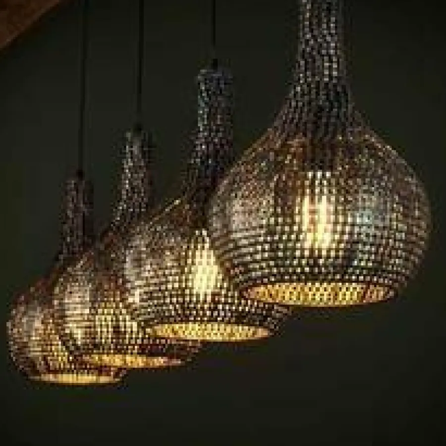 WoonStijl Hanglamp 4L armor kegel / Zwart bruin Best