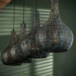 WoonStijl Hanglamp 4L armor kegel / Zwart bruin Best