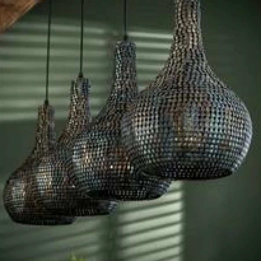 WoonStijl Hanglamp 4L armor kegel / Zwart bruin Best