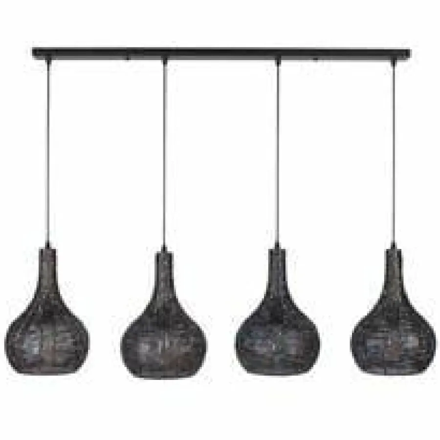 WoonStijl Hanglamp 4L armor kegel / Zwart bruin Best