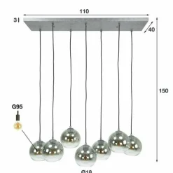 WoonStijl Hanglamp 4+3L bubble shaded