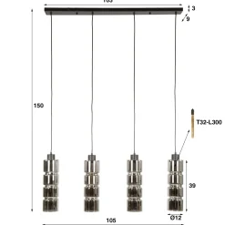 WoonStijl Hanglamp 4L cylinder glas Hot