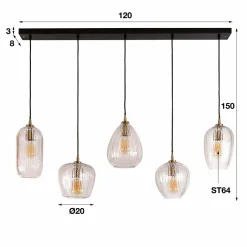 WoonStijl Hanglamp 5L diamond grain mix