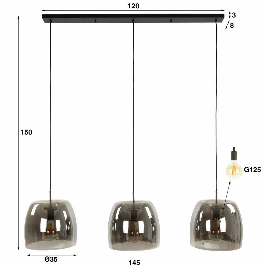 WoonStijl Hanglamp 3L drift glass Outlet