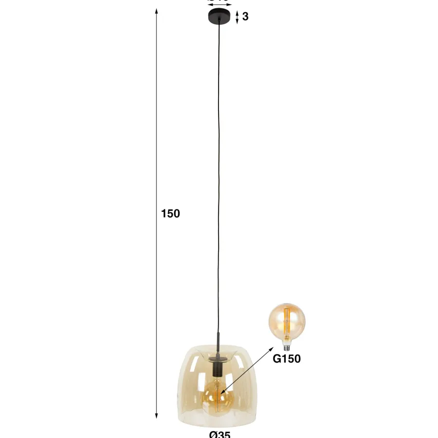 WoonStijl Hanglamp 1L drift glass Amber Discount
