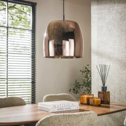 WoonStijl Hanglamp 1L drift glass Koper Hot