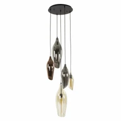 WoonStijl Hanglamp 5L getrapt cocoon mix glass Best