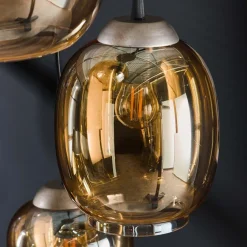 WoonStijl Hanglamp 5L getrapt mix amberkleurig glas Clearance