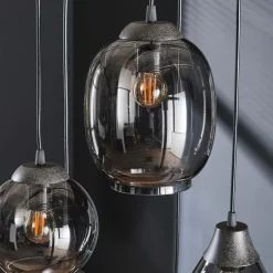 WoonStijl Hanglamp 5L getrapt mix chromed glas New