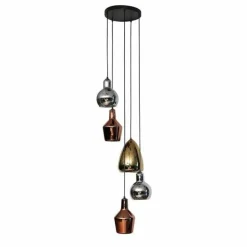 WoonStijl Hanglamp 5L getrapt mix glass tricolore Discount