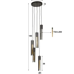 WoonStijl Hanglamp 5L getrapt tube