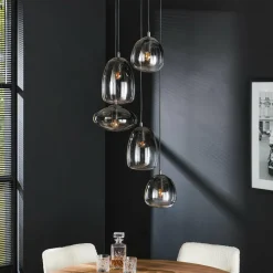WoonStijl Hanglamp 5L getrapt mix glass shaded Online