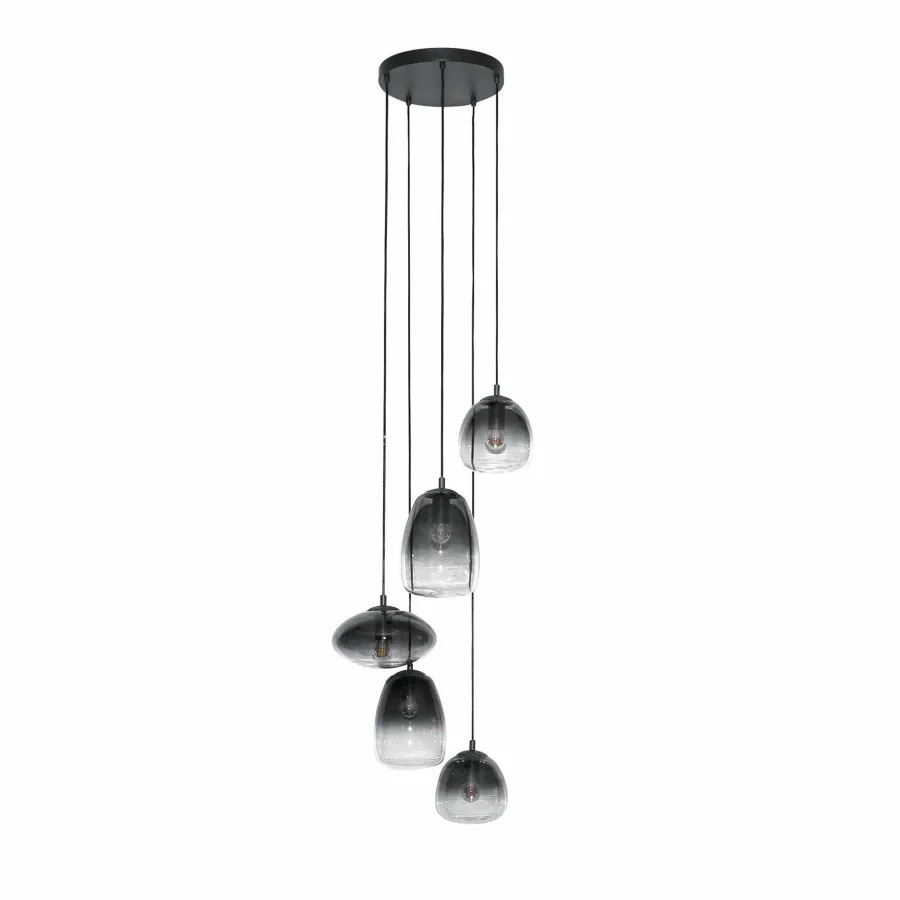 WoonStijl Hanglamp 5L getrapt mix glass shaded Online