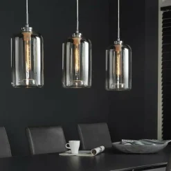 WoonStijl Hanglamp 3L Glass Metallic Grey Sale