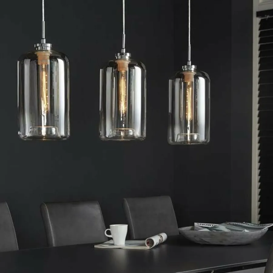 WoonStijl Hanglamp 3L Glass Metallic Grey Sale