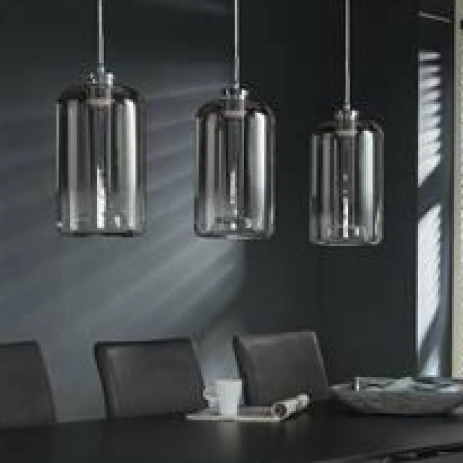 WoonStijl Hanglamp 3L Glass Metallic Grey Sale
