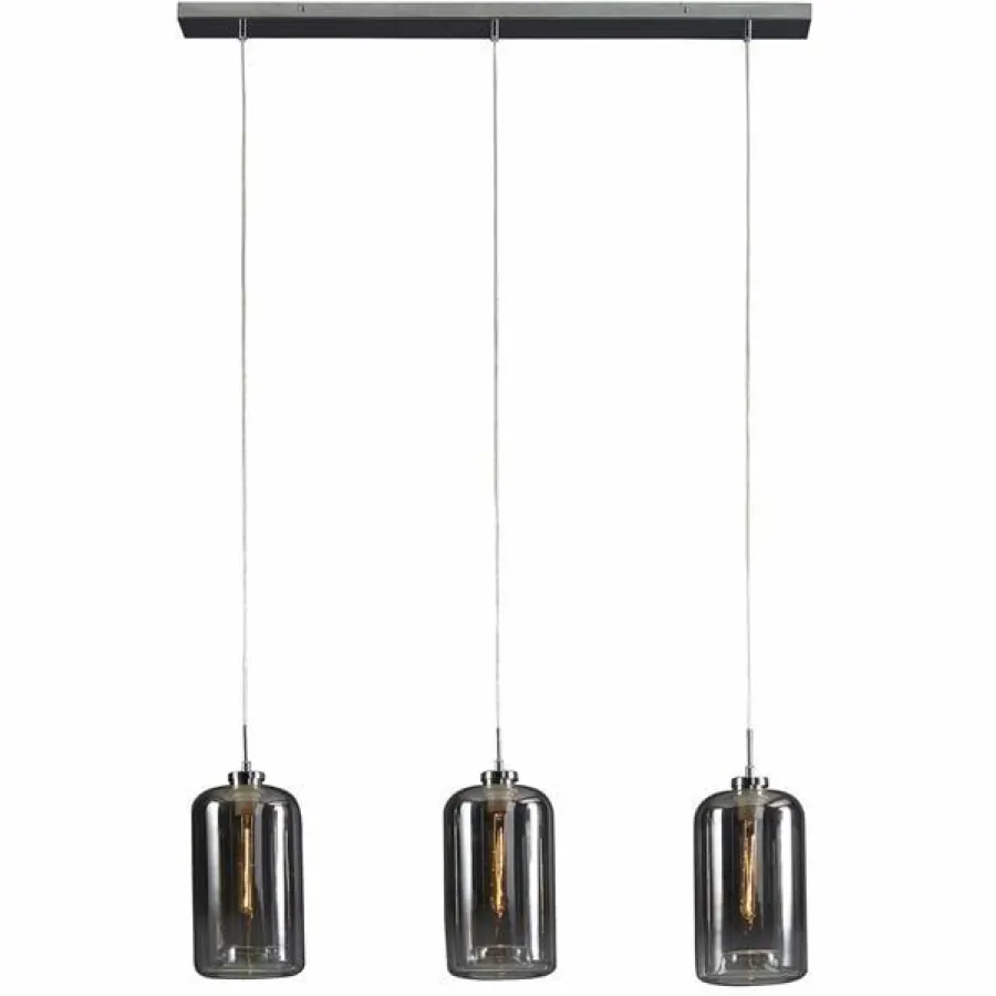 WoonStijl Hanglamp 3L Glass Metallic Grey Sale