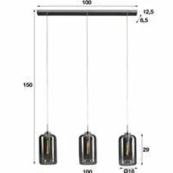 WoonStijl Hanglamp 3L Glass Metallic Grey Sale