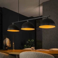 WoonStijl Hanglamp 3L halfronde kap-ribbel