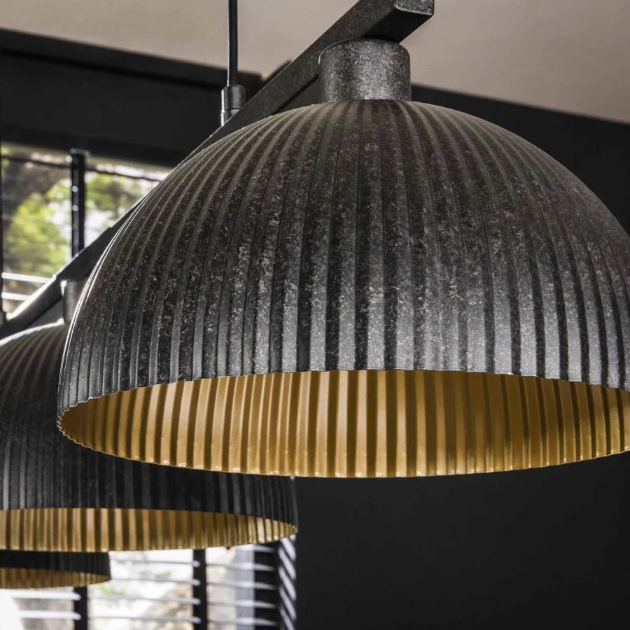 WoonStijl Hanglamp 3L halfronde kap-ribbel