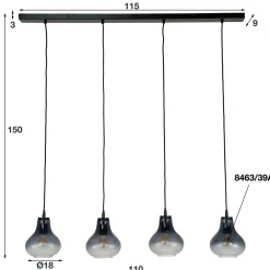 WoonStijl Hanglamp 4L kegel glass Online