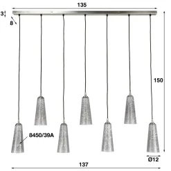 WoonStijl Hanglamp 7L kegel stone