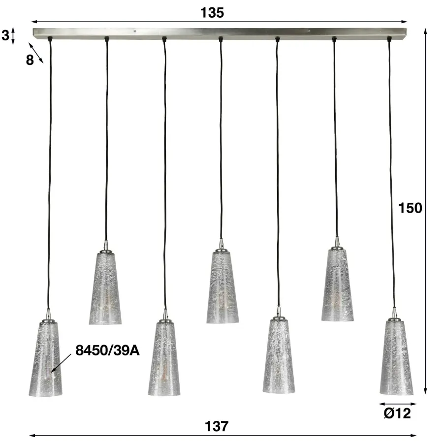 WoonStijl Hanglamp 7L kegel stone